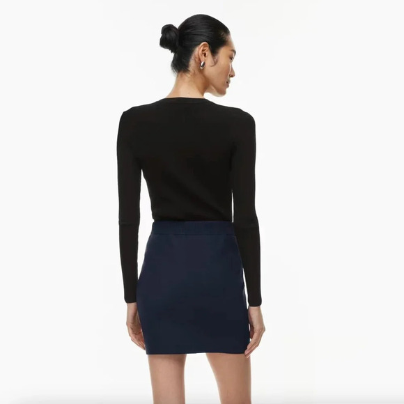 Aritzia Babaton Slim High Waist Knit Mini Gallerist Skirt NWT Pure Indigo Small - Picture 3 of 9